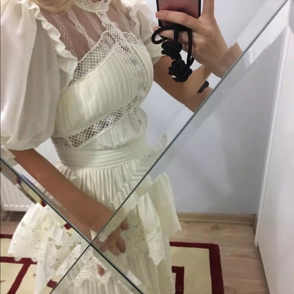 Beige Luxury Lace High Quality Ruffle Summer - Picture 10 of 11